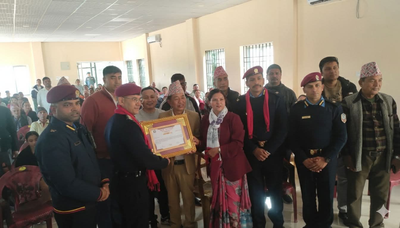 लेटाङ नगरपालिकाद्वारा मोरङ प्रहरी प्रमुख कट्वाल सम्मानित